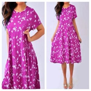 Floral Purple Knee Length Dress
